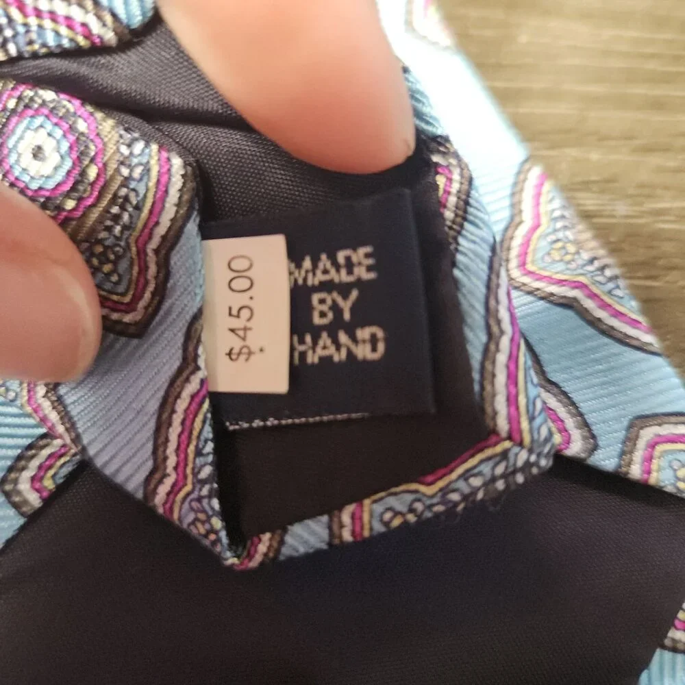 Vintage Ralph Lauren Tie Old Money Foulard Blue Pink Paisley Preppy Dapper Sharp - Picture 6 of 8